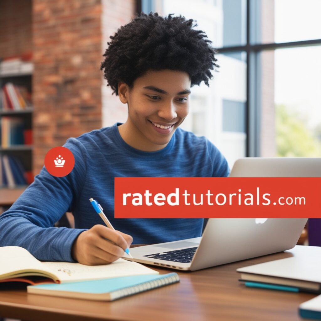 A dedicated student exploring tutorials and sample assignments on RatedTutorials.com